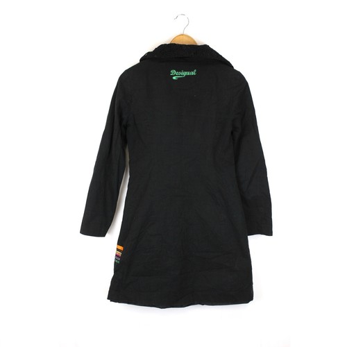 DESIGUAL STYLE:51E29E1 Women'S Coat Size S Black Embroidered Full Zip s6372 - Picture 2 of 12