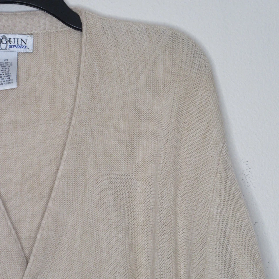 Penguin Sport Vintage Men's V Neck Grandpa Style Button Front Cardigan Tan L B33 - Image 4 of 4