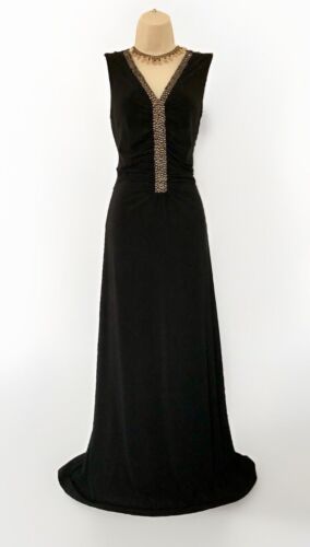 Dress Laura Ashley Black Long Embellished Size 12 Party Wedding