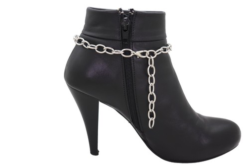 Women Silver Chain Boot Bracelet Anklet Shoe Flower Charm Bling Fashion Jewelry - 第 4/12 張圖片