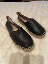 Womens Lika Mimika Black Leather slip on Espadrille Shoes 36 US 6