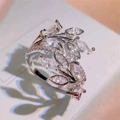 3 Ct Marquise Cut Simulated Diamond 14K White Gold Finish Women Cluster Ring