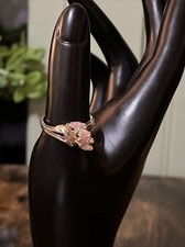 Vintage Sterling Silver 925 Two Pink CZ Stones, Two Opalesque Ring, Size 8