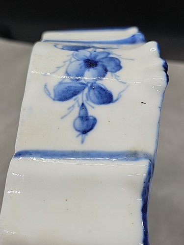 Petite 5.5" Vintage Wind Up Blue Delft Style Porcelain Case Mantle Desk Clock - Picture 10 of 15