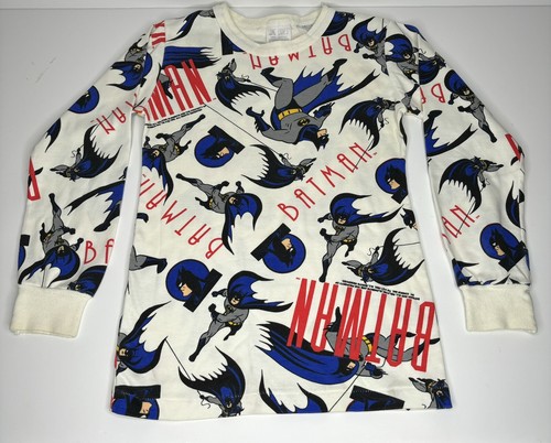VTG 1992 Batman Long Eddie’s LS Sleep Shirt Boys L 10-12 All Over Print Animated