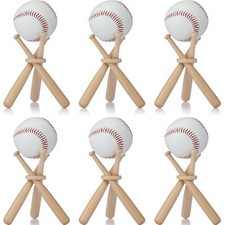 6 Pack Baseball Stand Holders Wooden Baseball Display for Table Centerpiece