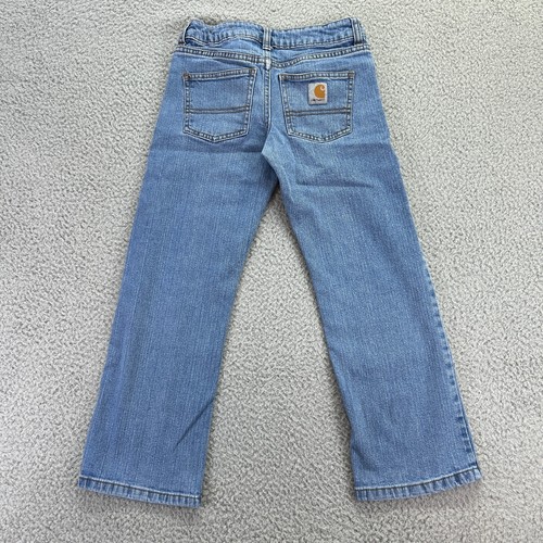 Carhartt Youth Blue Denim Cotton Adjustable Waist High Rise Pockets Jeans Size 8 - Picture 5 of 10