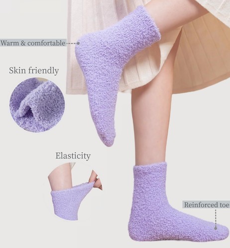 6 Pairs Fuzzy Socks For Women Soft Home Slipper Socks Fluffy Sleeping Socks d... - Picture 3 of 6