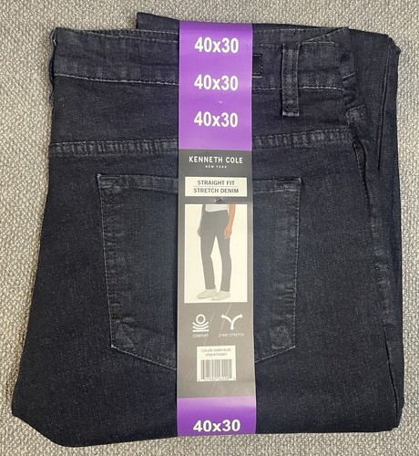 Kenneth Cole gerade Passform Stretch Denim Jeans blau & dunkelblau neu mit Etikett - Bild 8 von 12