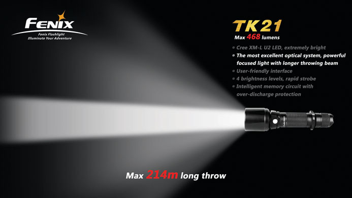 Fenix TK21 Cree XM-L U2 LED Flashlight + Bonus Nuwai TM310H Fenix TK21 Cree XM-L U2 LED Flashlight + Bonus Nuwai TM310H