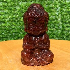 160G Rare Strawberry Crystal Hand Carved Buddha Mineral Energy Healing Reiki