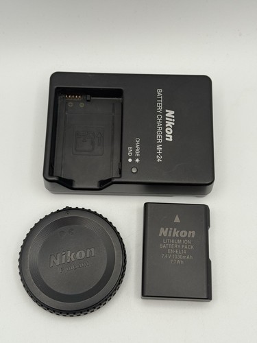 Nikon D D3200 24.2 MP Digital SLR Camera - Black (Body Only) Charger Battery Cap - Picture 4 of 17