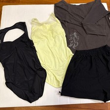 Chacott M Leotard Set Yellow  Black Ballet Dance Wear, Long Sleeve T-Shirt