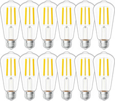 12 Pack Vintage LED Edison Bulbs, 75W Equivalent 8.5W, 1000 LM Dimmable ST58 Fil