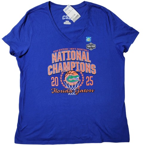 NCAA Florida Gators Hombres Baloncesto Campeones Nacionales 2025 Mujer XL Cuello en V