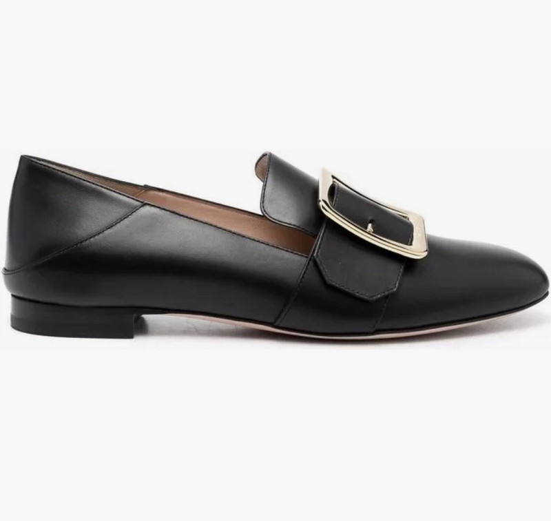 Bally Janelle Black Calf Leather Buckle Loafer Women’s US 4.5 EU 35