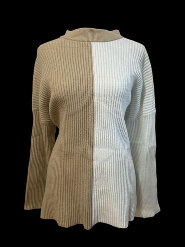 Abercrombie Fitch Sweater Womens Medium Brown White Soft Collection High Neck