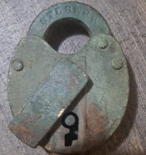 Antique Vintage Metal Padlock with Keyhole, M...