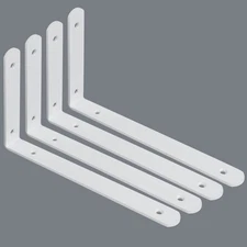 4 Pack 10x6x1.2 Inch Floating Shelf Brackets White Heavy Duty L Bracket