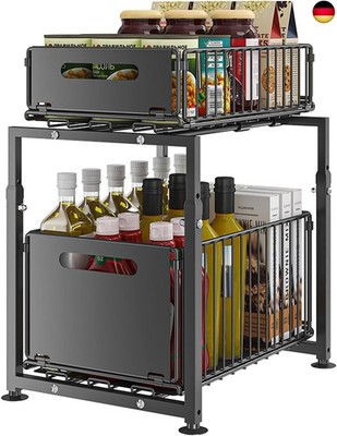 YunNasi Base Cabinet Organiser, Kitchen Cabinet with 2 Levels, Kitchen Shelf,