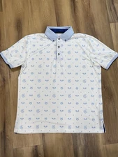 Greyson Polo Shirt Medium White Golf Performance Stretch Wolf Tennis Active Snap