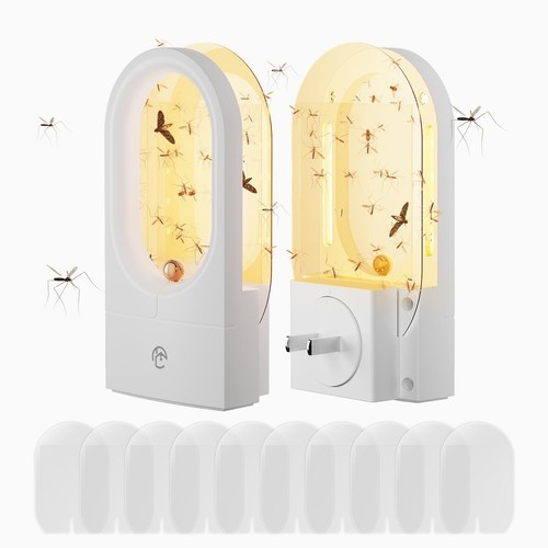 Indoor Flying Insect Trap, 2 Pack Gnat Glue Traps Plug-in Indoor Bug Light In...