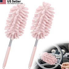 2 PCS Car Interior Duster with Extension Pole, Microfiber Pink
