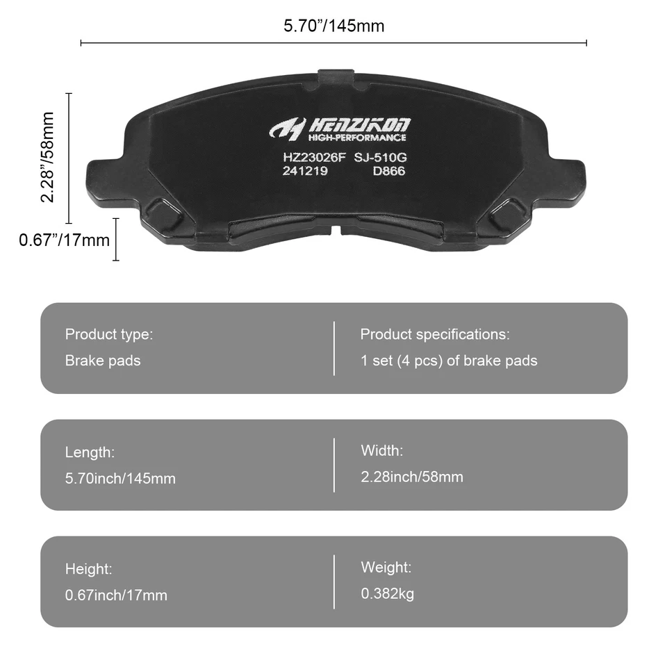 Pastillas de freno delanteras traseras de cerámica para Sebring Avenger calibre brújula Patriot Lancer Foto 3 de 3
