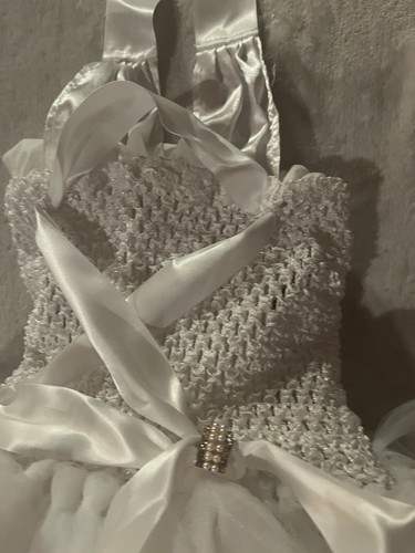 Hand Crocheted And Sewn Girls Crochet/tulle Dress Made As Size 6 Slim - Picture 3 of 3