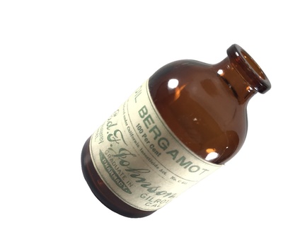 グラス　ヴィンテージ Vintage Pharmaceutical Empty Glass Bottle Bergamot Oil Ed Johnson