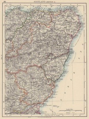 SCHOTTLAND NE. Aberdeenshire Banff Forfar Kincardine Elgin. JOHNSTON 1901 Karte