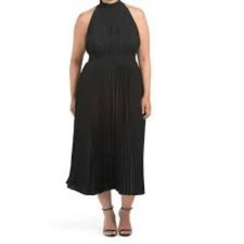 MARINA Black Plus Pleated Halter Neck Maxi Dress Size 22