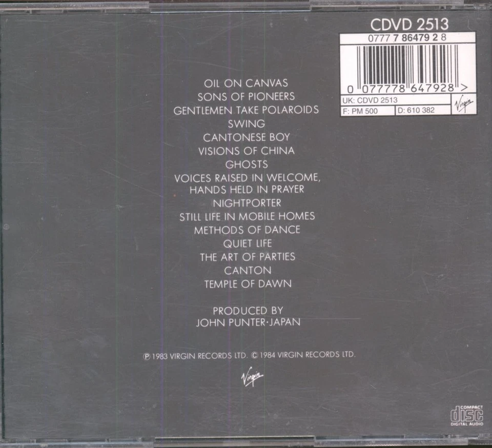 Japan Oil On Canvas CD Europe Virgin CD. NL in runout. 'Virgin Value' sticker on - Bild 2 von 3