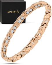MagnetRX Crystal Magnetic Bracelet for Women - Rose Gold XO