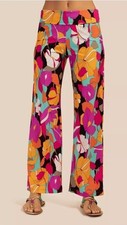 Trina Turk Size Medium Gemini Floral Pink Yellow Black Swim Coverup Pants