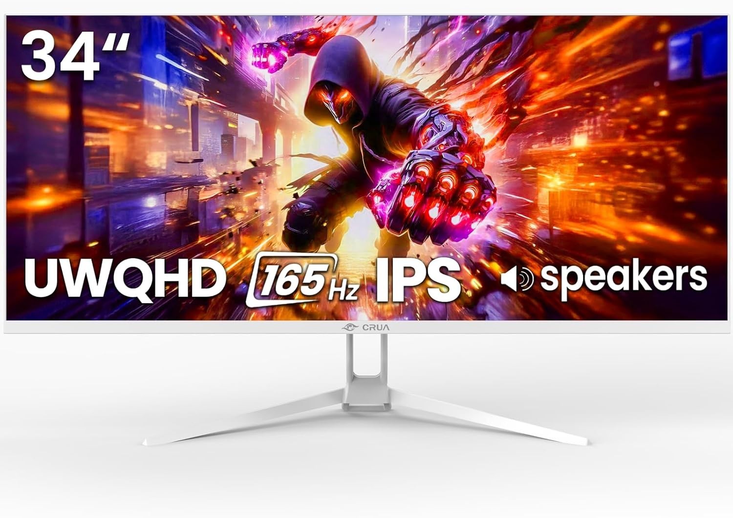 Crua 34′′ Ultrawide Gaming Monitor, Wqhd(3440×1440) Ips Screen, 165hz