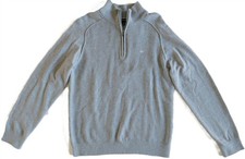 NWT Michael Kors Heather Grey LS 1/4 Zip Sweater M 100 Cotton Knit MK LOGO 128