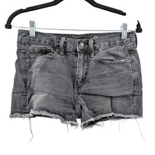 Gap 1969 Black Cutoff Denim Shorts 24 Slim Distressed Grunge