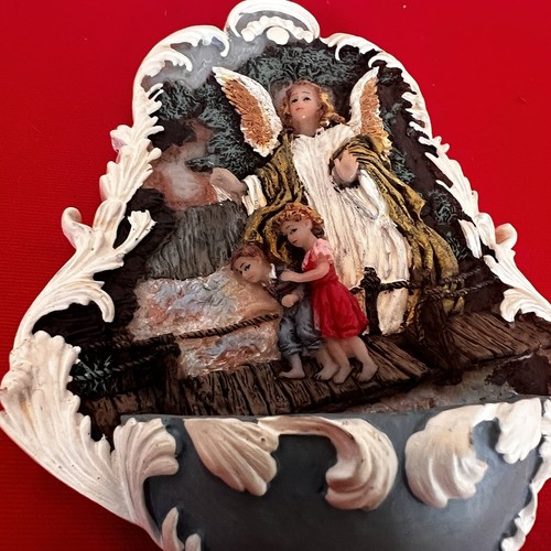 VTG The Holy Water Font Wall Plaque Catholic Guardian Angel Watching Over Kids - Picture 3 of 10