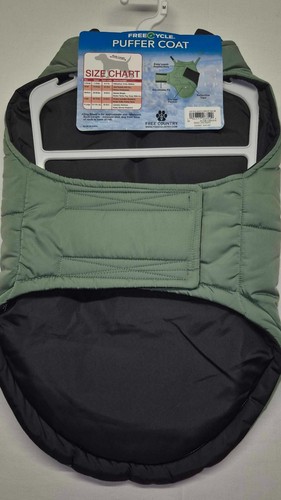 Neu mit Etikett Free Country Dog grüne gefütterte Jacke wind-/wasserabweisend reflektierende Streifen M - Bild 10 von 11