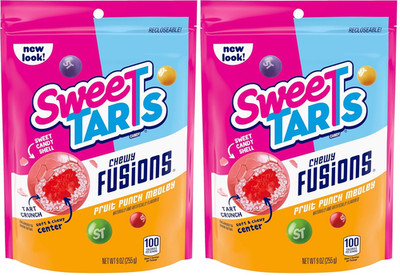 Chewy Fusions Candy, Fruit Punch Medley, Sweet and Tart, 9 Ounce (Pack of 2)