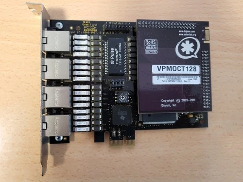 Digium 5 TE420 Asterisk 5VPMOCT128LF VPMOCT128 Quad T1/E1 PCIe w. AntiEcco board