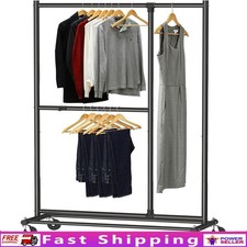 Heavy Duty Clothes Rack Adjustable Garment Organizer W/ Wheels Sturdy Hanger New