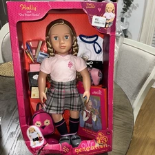 Our Generation Hally 18 Inch School Doll with Storybook Accessories Damaged Box