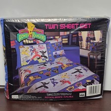 Vintage 1994 Mighty Morphin Power Rangers Twin Sheet Set NEW Sealed Saban NIP