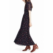 Madewell Tulip-Sleeve Sweet Blossoms Maxi Dress in August Juniper Berry Size 0