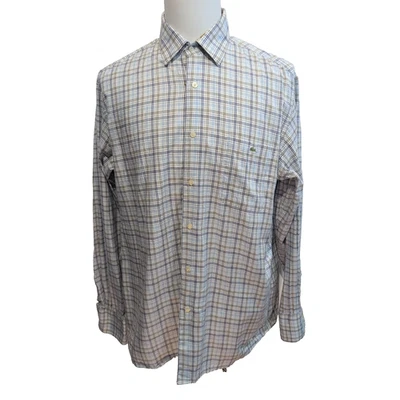 Chemise Lacoste XL 44 Made in France Carreaux Bleu Logo Poche manches longues - Photo 1/4