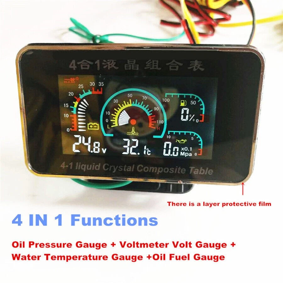 НОВЫЙ 4 в 1 датчик давления масла + вольтметр + датчик температуры воды + датчик топлива масла - Изображение 2 из 4