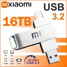 Xiaomi 16TB USB3.2 Metal Flash Drive Waterproof TypeC HighSpeed Pen Drive for PC