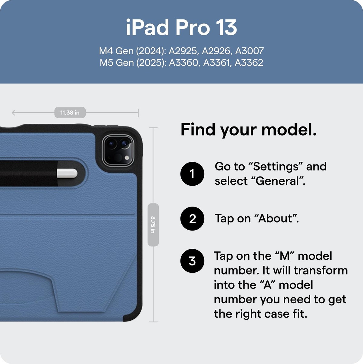 Zugu Case for iPad Pro 13 M4/M5 2024/2025, Slim Protective Cover